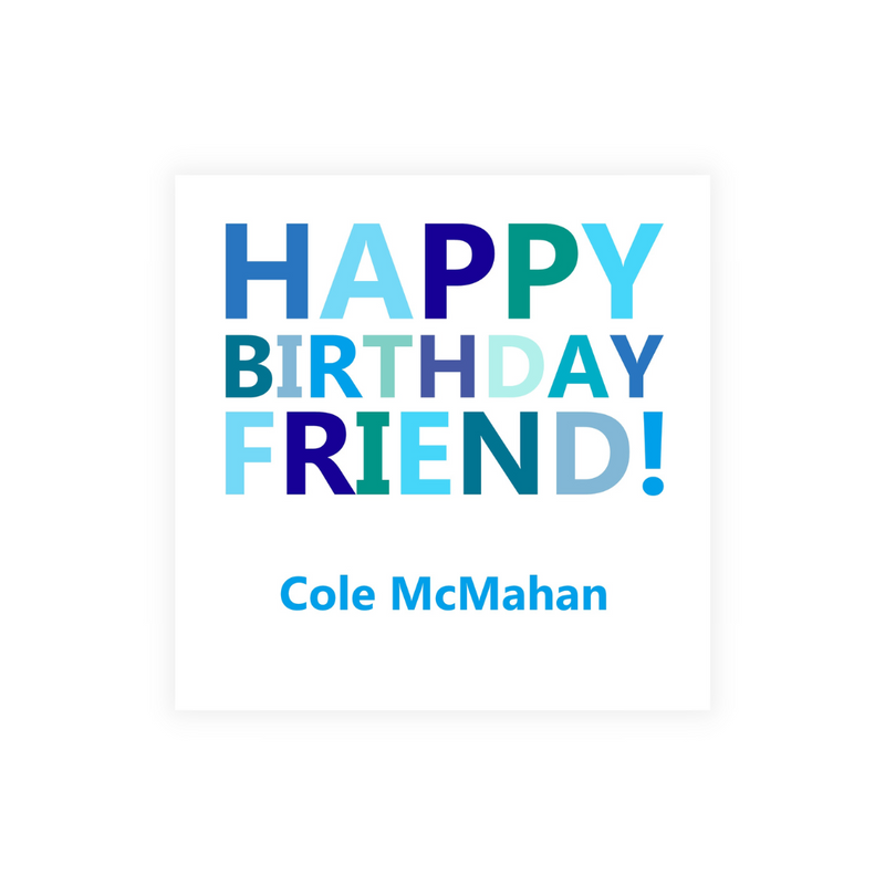 Blue + Green Happy Birthday Personalized Stickers