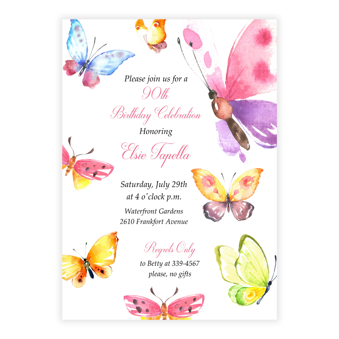 Beautiful Butterflies Party Invitation