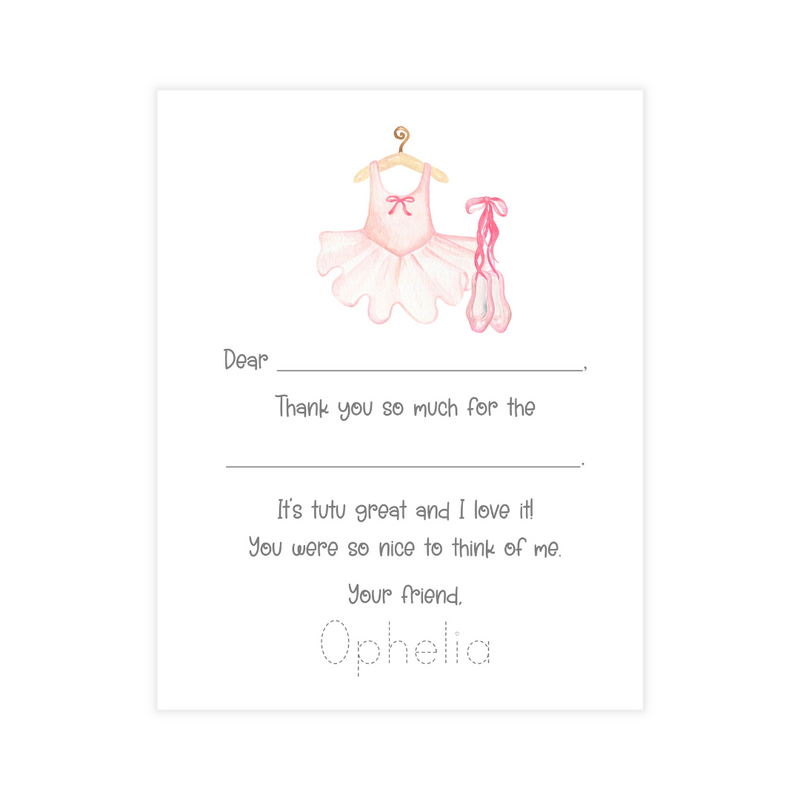Ballet Fill-in Thank You Notes 