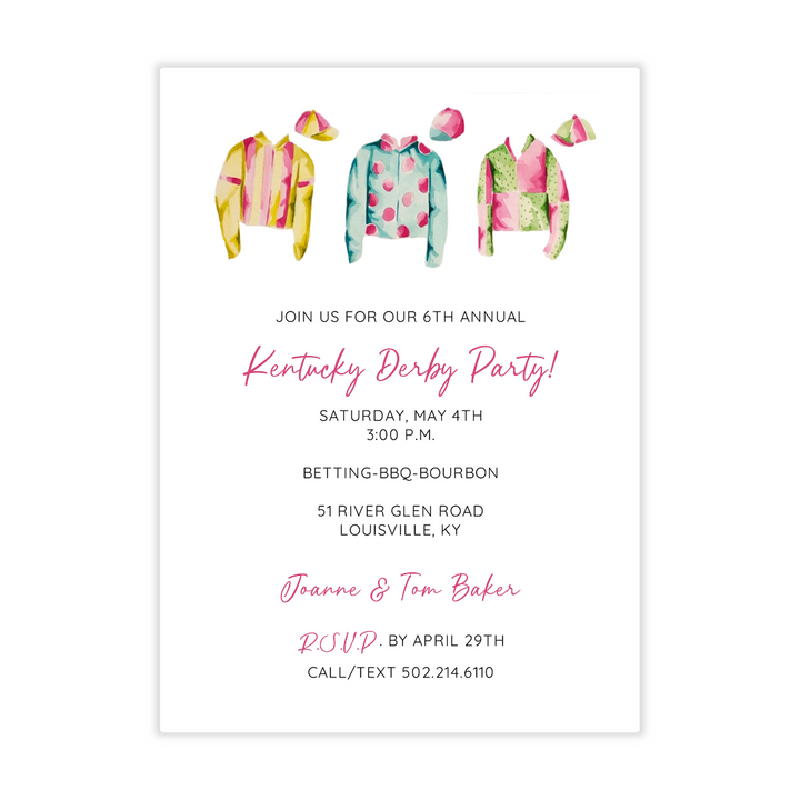 Jockey Silks + Pink Stripes Invitation