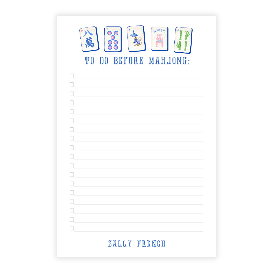 Mahjong Lined Note Pad in Blues