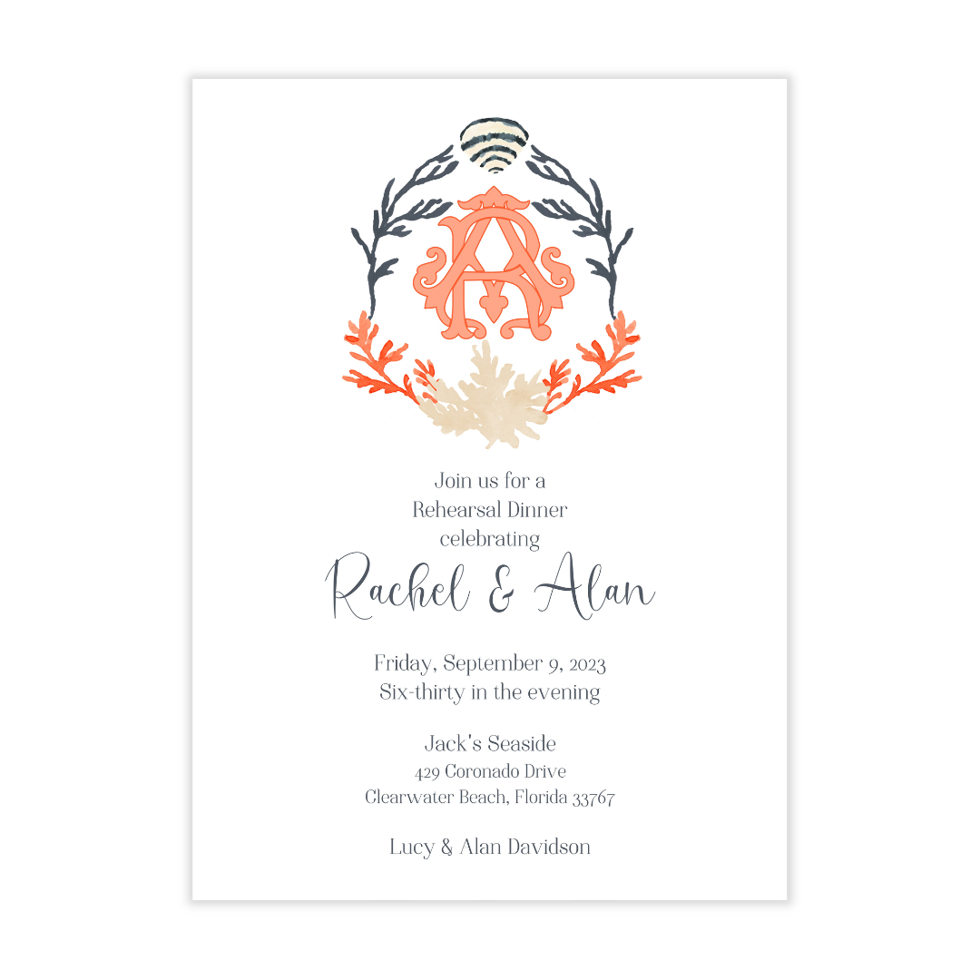 Seaside Crest + Monogram Invitation