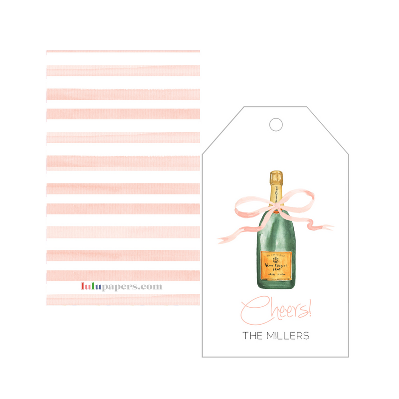 Champagne + Bow Cheers! Gift Tags