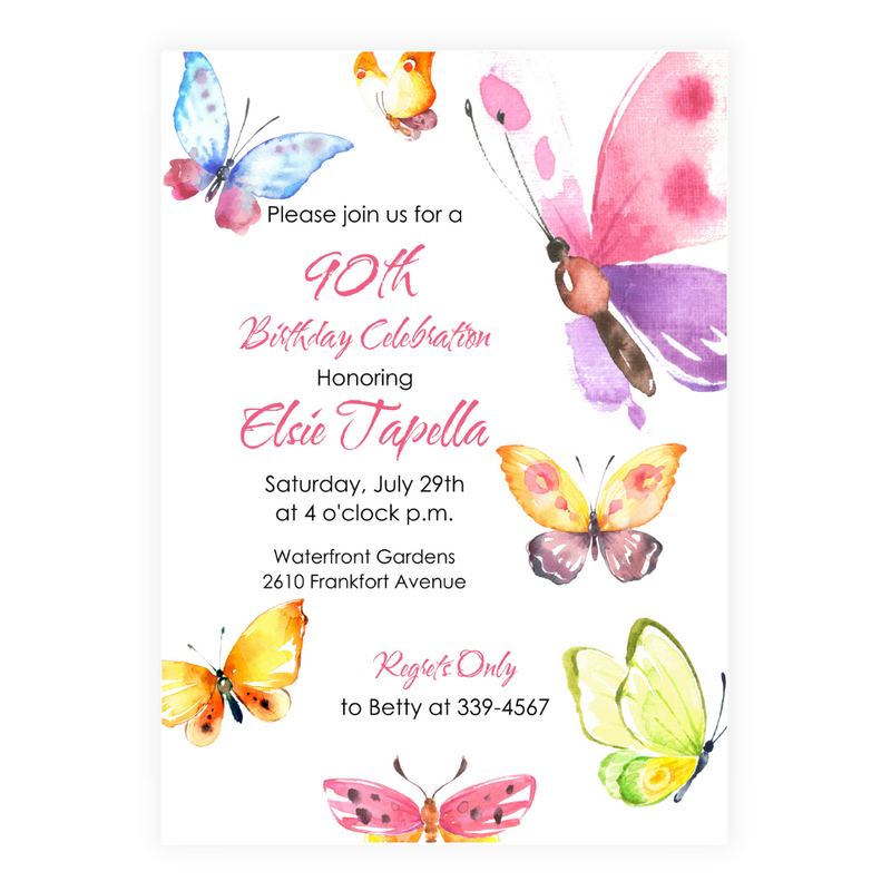 Watercolor Butterfly Party Invitation