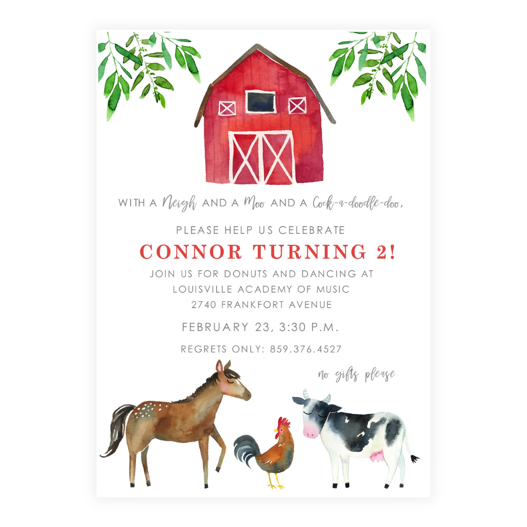 Farm Animals Party Invitation