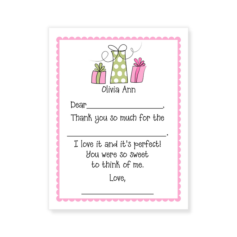 Blue + Green Gifts Fill-in Thank You Flat Note Cards