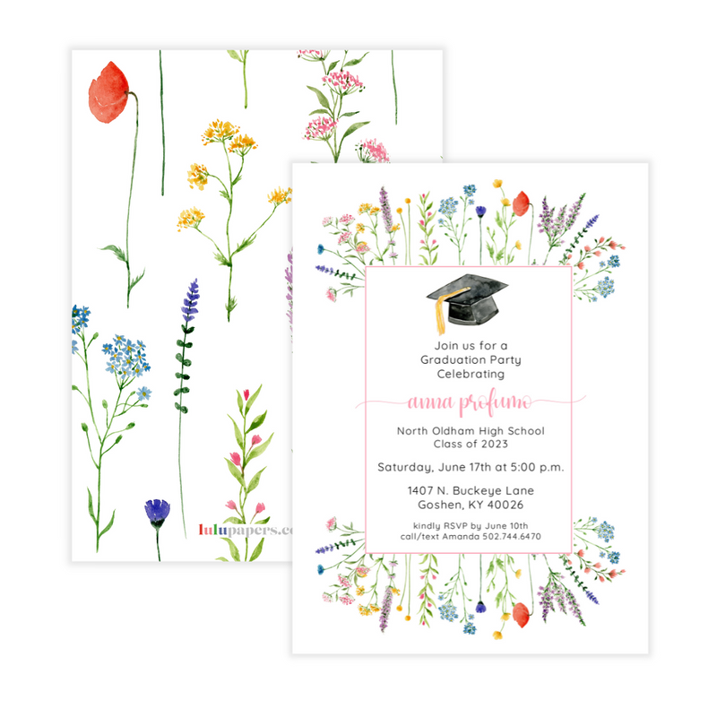 Wildflower Graduation Party Invitation