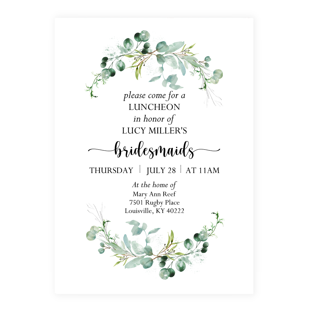 Green Botanical Swag Invitation