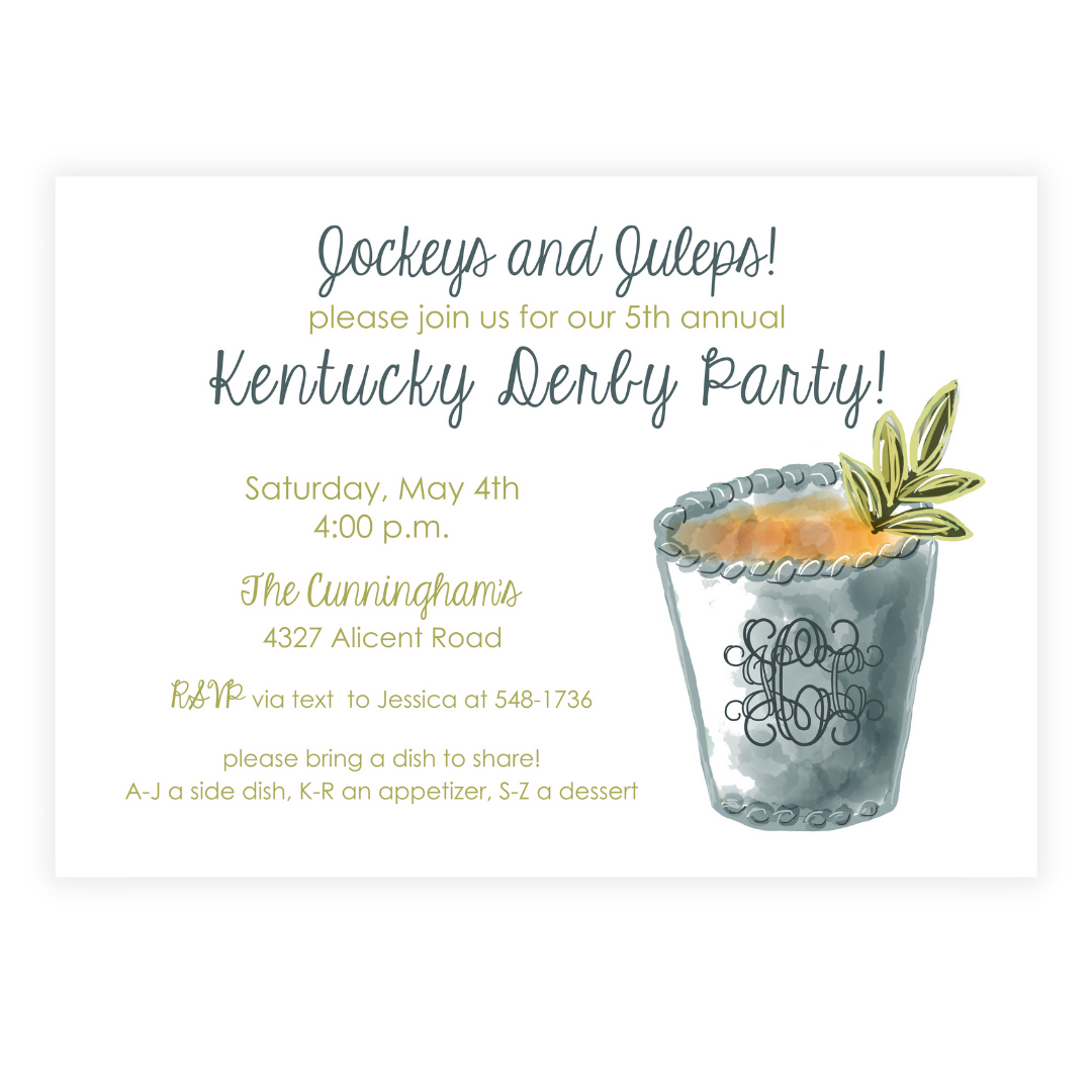 Monogrammed Julep Cup Invitation