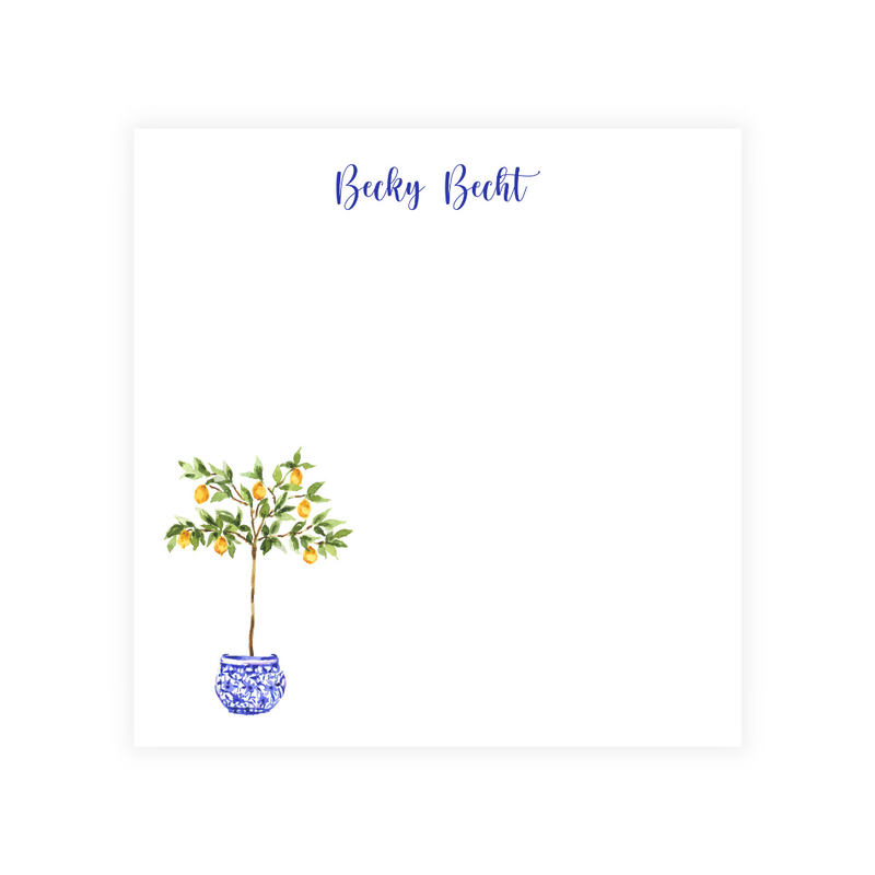 Lemon Tree Topiary Personalized Square Note Pad