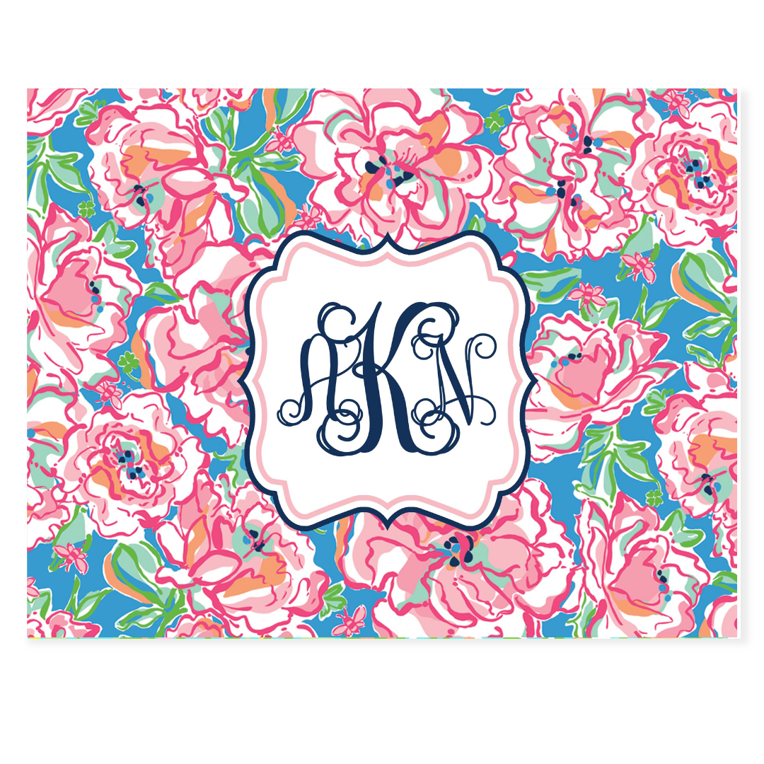Floral Lucky Charms Monogrammed Note Cards