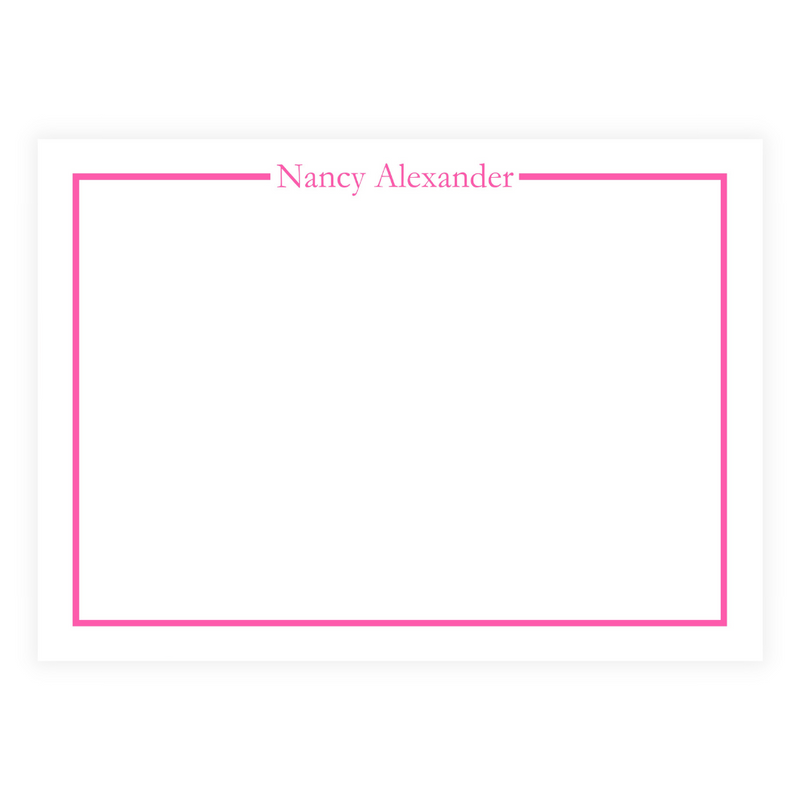 Name in Border Large Flat Note Cards - Choose your color!