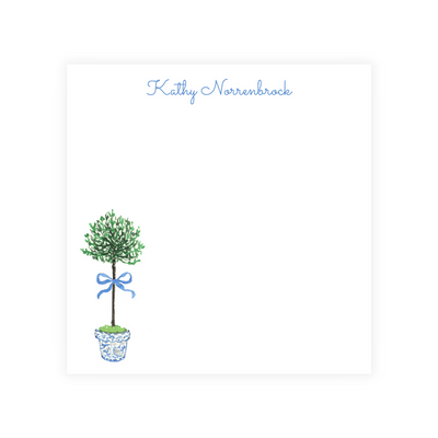 Rosemary Topiary + Bow Personalized Square Note Pad