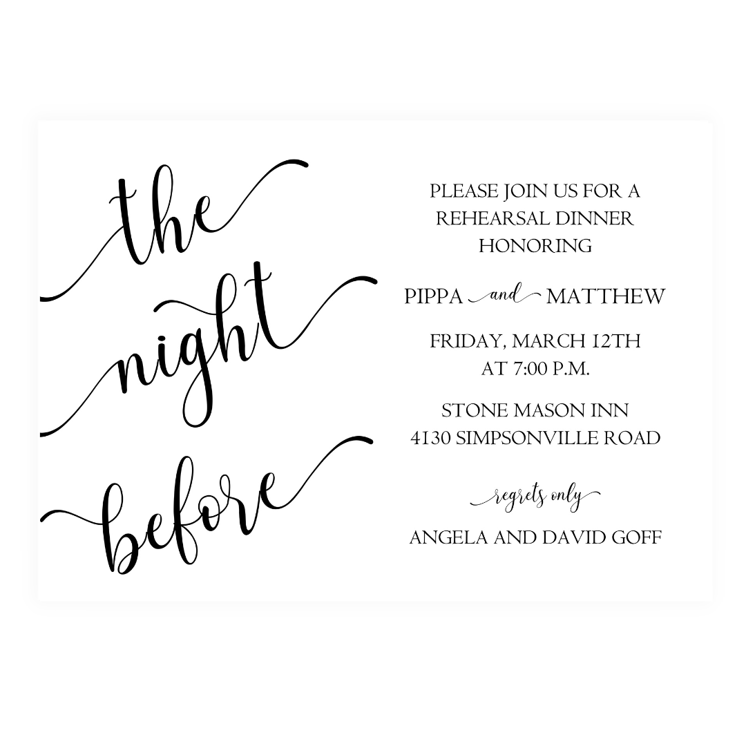 The Night Before Rehearsal Dinner Invitation