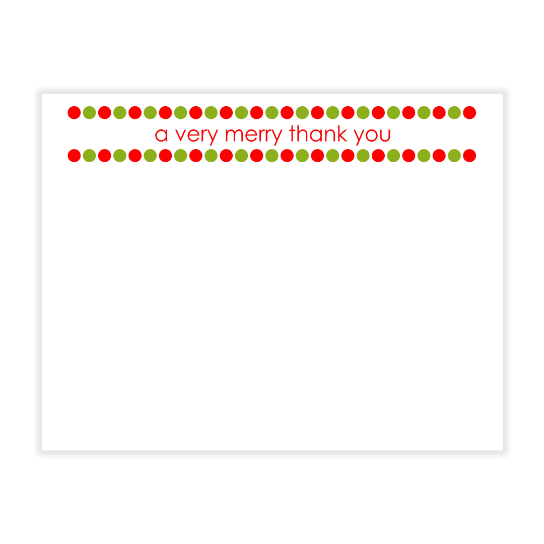Polka Dot Very Merry Thank You Flat Note Cards