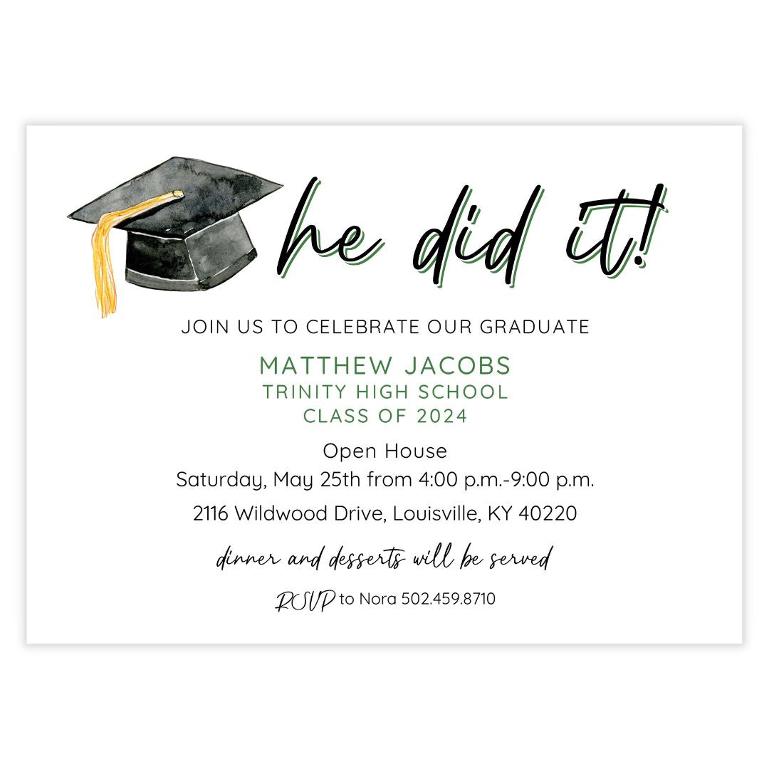 He/She Did It! Graduation Party Invitation