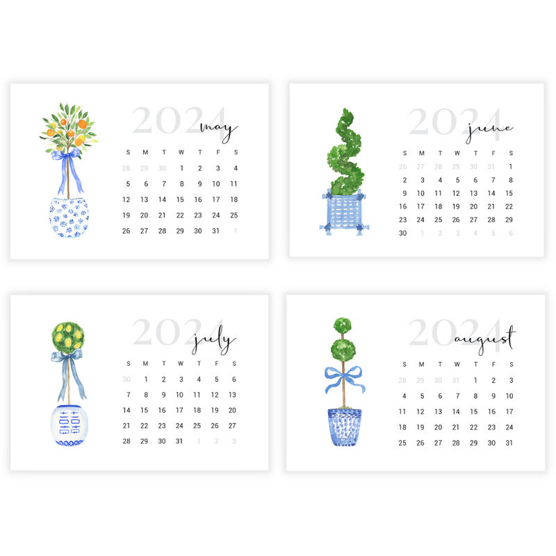 2024 Topiary + Chinoiserie Desk Calendar