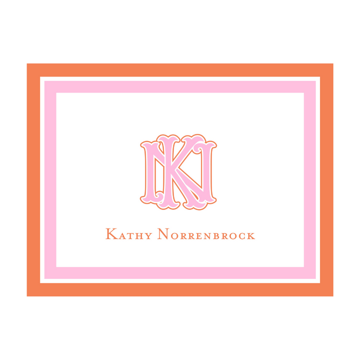 Custom 2 Initial Monogram + Border Folded Note Cards- lots of color options!