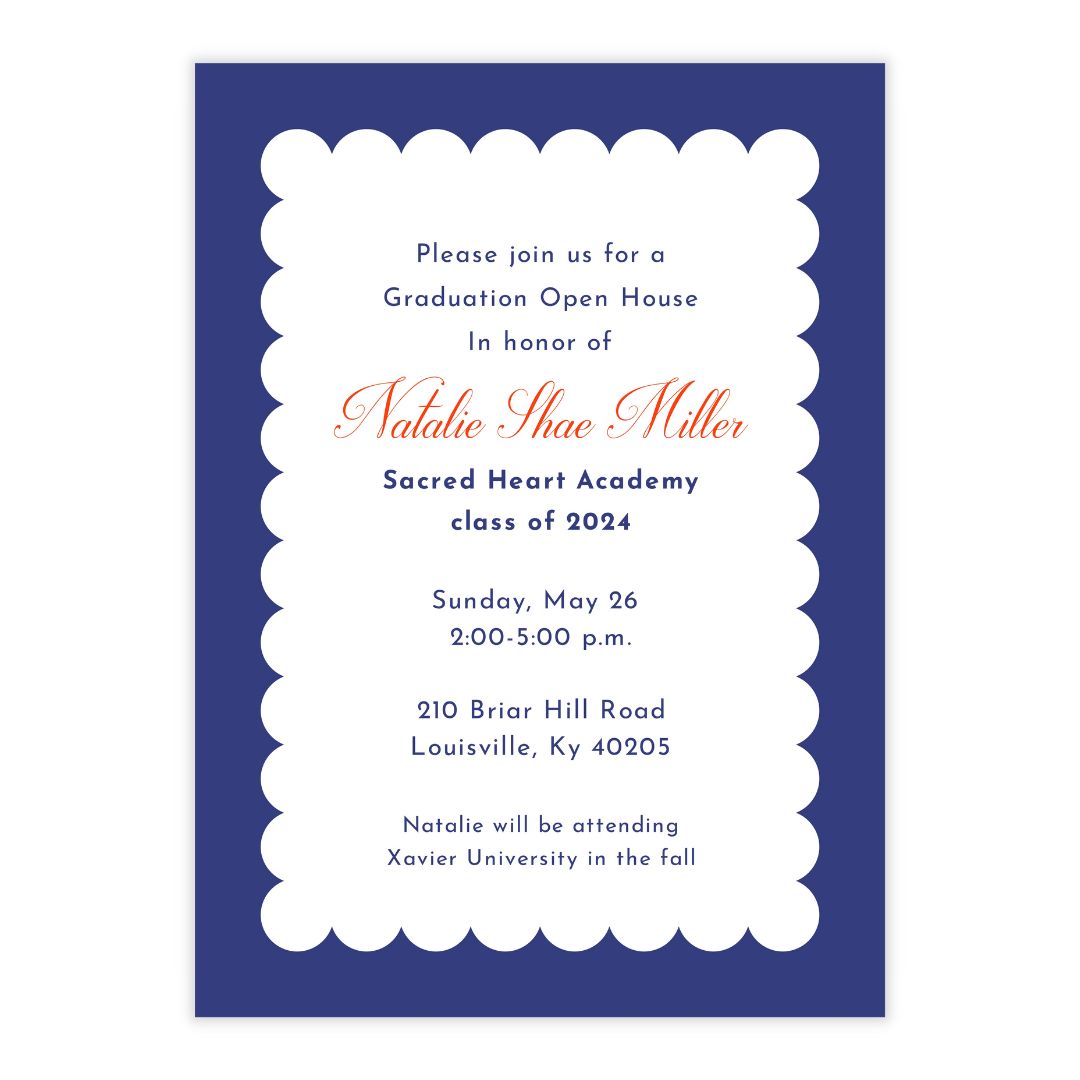 Scallop Border Party Invitation- choose your color!