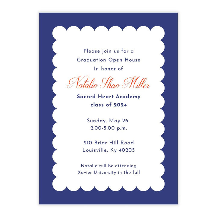 Scallop Border Party Invitation- choose your color!