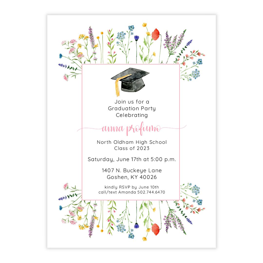 Wildflower Graduation Party Invitation