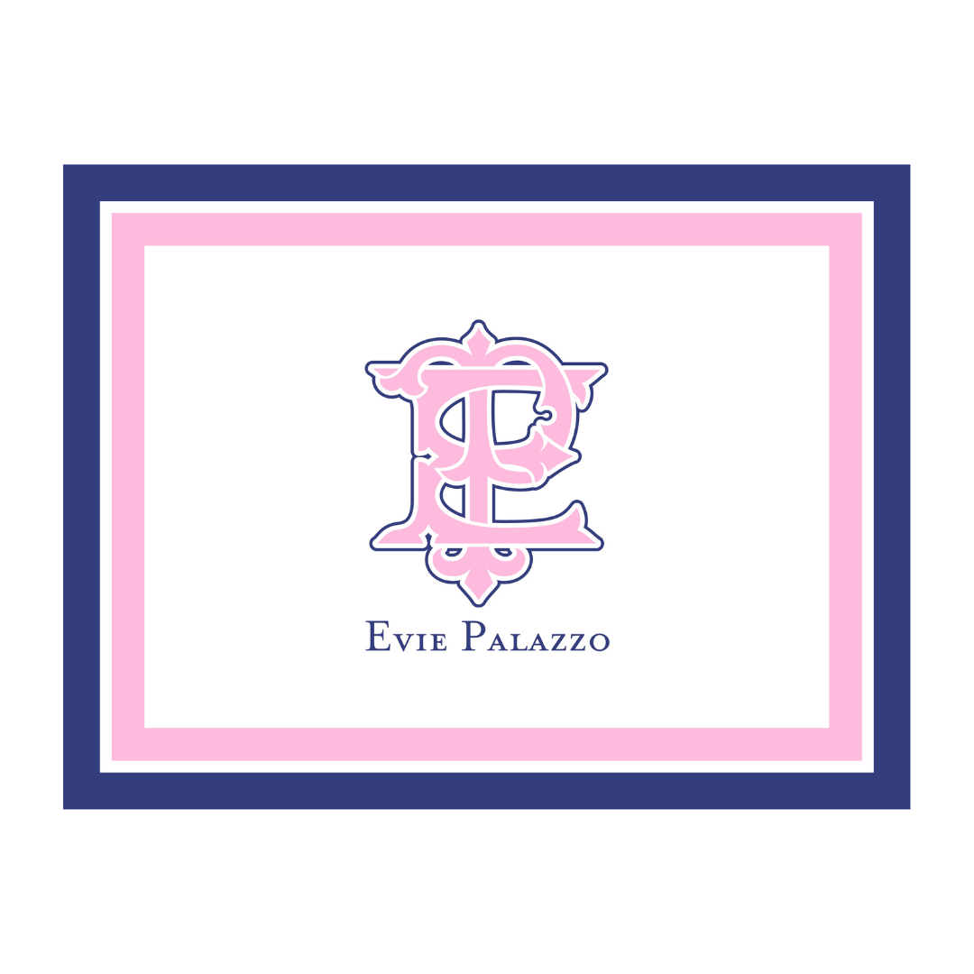 Custom 2 Initial Monogram + Border Folded Note Cards- lots of color options!