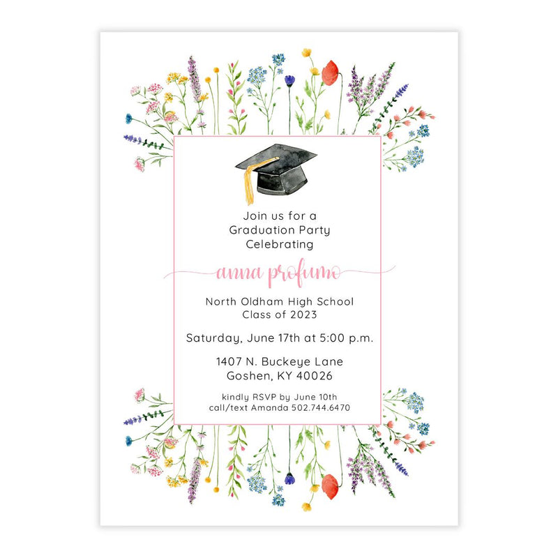 Wildflower Graduation Party Invitation