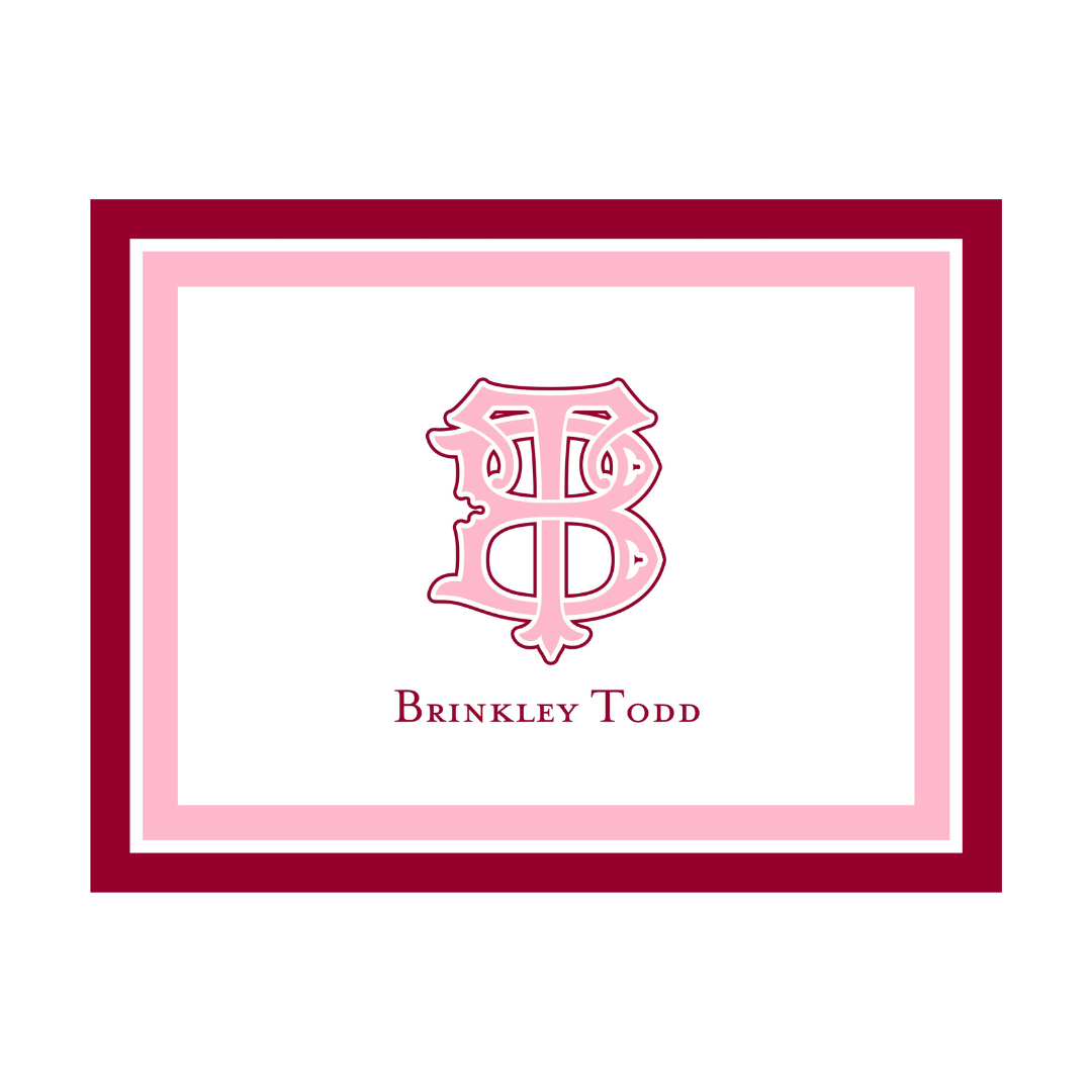 Custom 2 Initial Monogram + Border Folded Note Cards- lots of color options!
