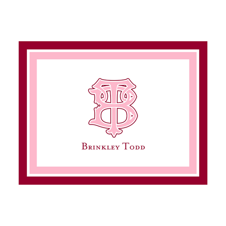 Custom 2 Initial Monogram + Border Folded Note Cards- lots of color options!