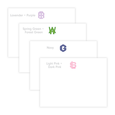 Modern 2 Initial Block Monogram- Customizable, Large Flat Note Cards