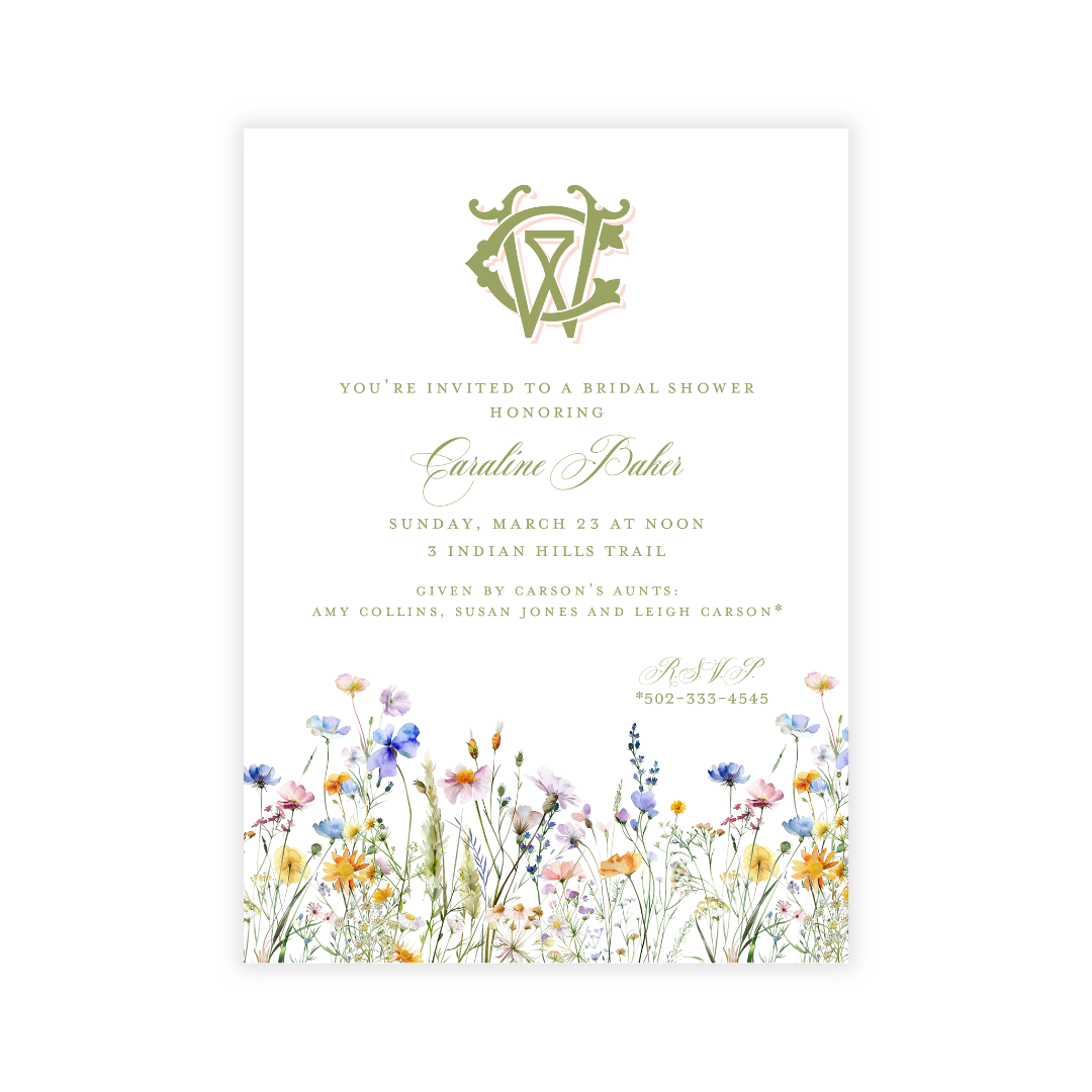 Wildflower + Monogram Invitation