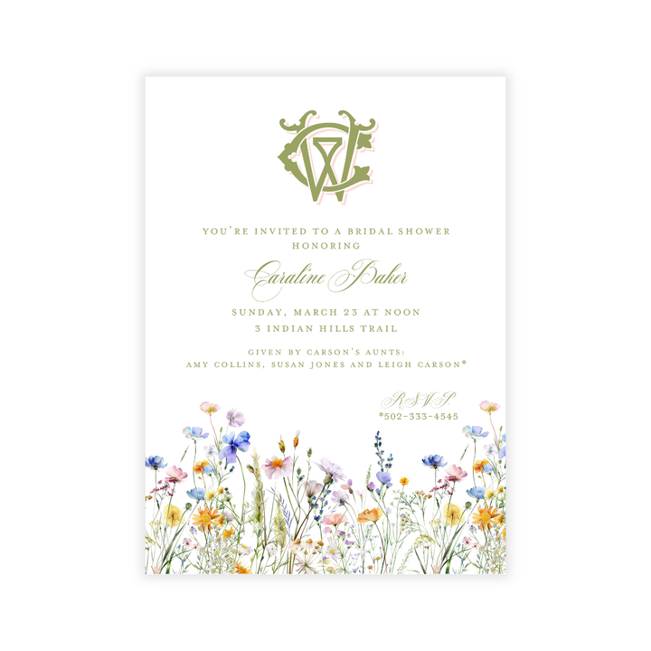 Wildflower + Monogram Invitation