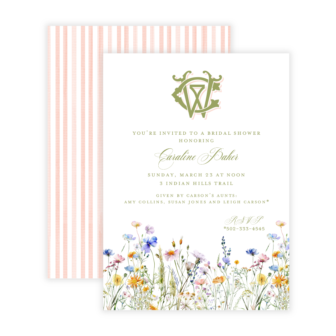 Wildflower + Monogram Invitation