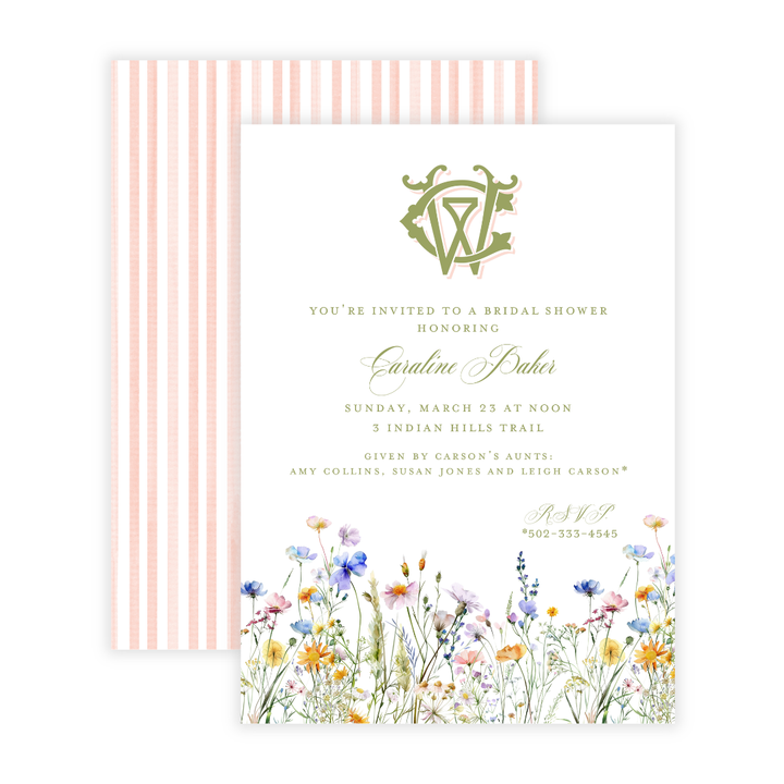 Wildflower + Monogram Invitation