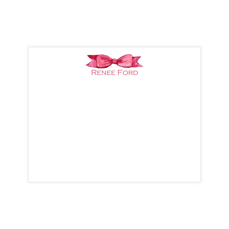 Pink Bow Personalized Flat Note Cards