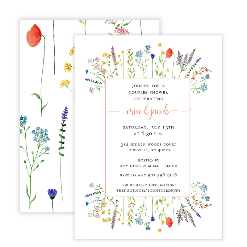 Wildflower Border Bridal Shower Invitation