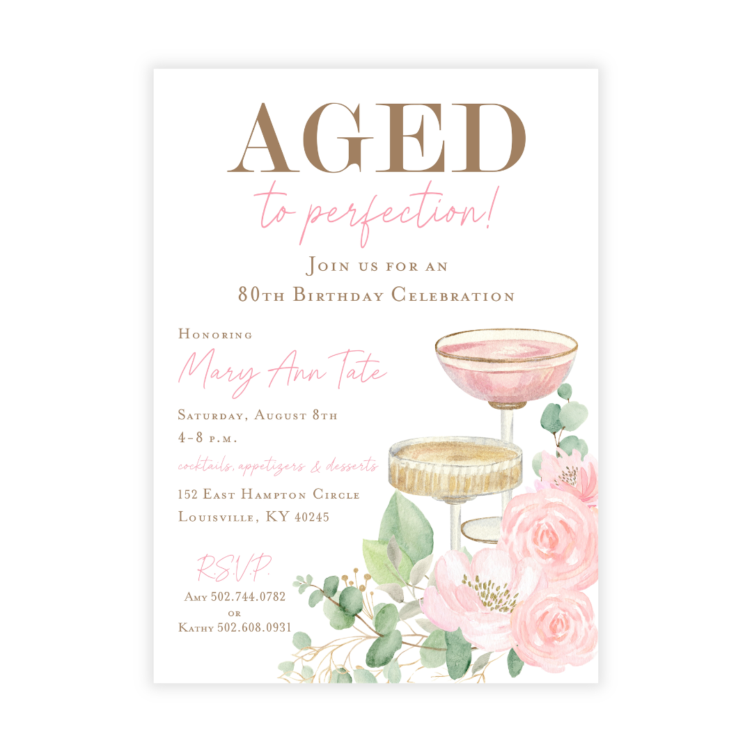 Aged to Perfection Milestone Birthday Party Invitation