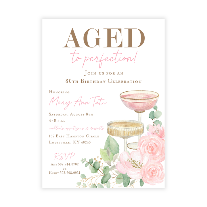 Aged to Perfection Milestone Birthday Party Invitation