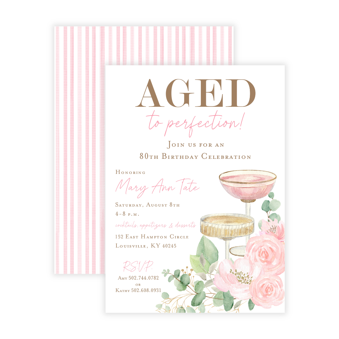 Aged to Perfection Milestone Birthday Party Invitation