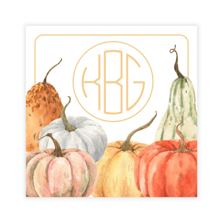 Autumn Pumpkins + Monogram Coasters- Reversible!