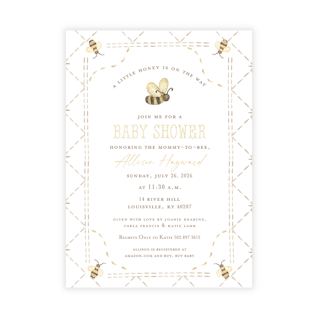 Honeybee Baby Shower Invitation
