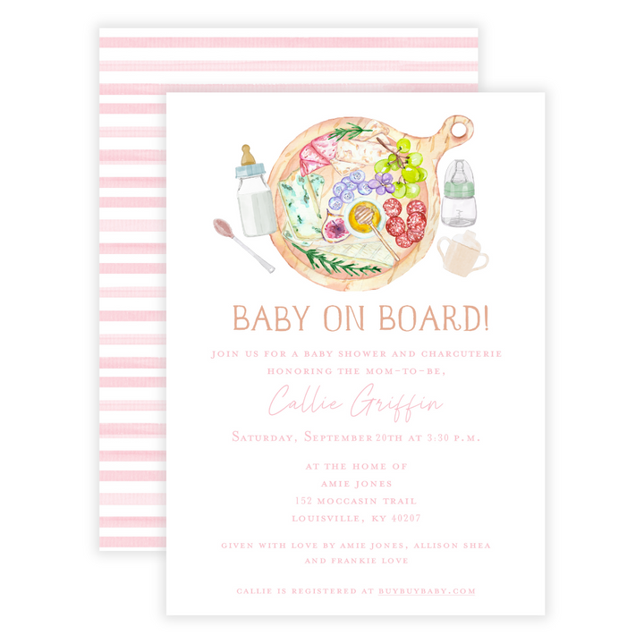 Baby on Board Invitation / Charcuterie Baby Shower- 3 color options!