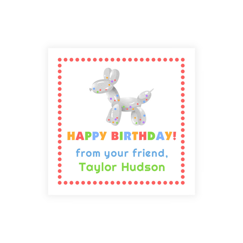 Confetti Balloon Animal Birthday Stickers