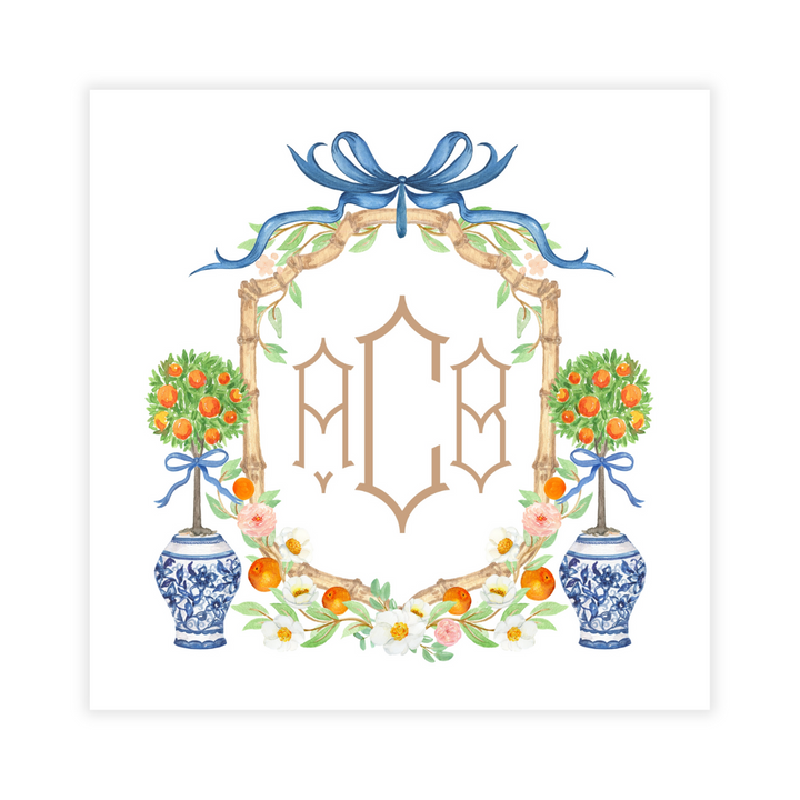 Citrus Topiaries + Monogram Coasters- Reversible!