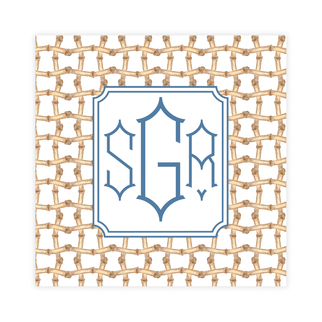 Bamboo Crest + Monogram Coasters- Reversible!