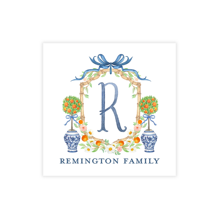 Bamboo Crest + Initial Stickers or Cards