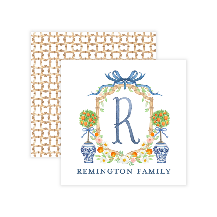 Bamboo Crest + Initial Stickers or Cards