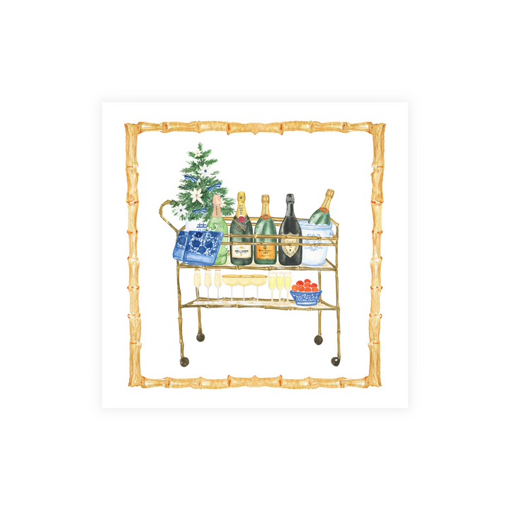Bamboo Bar Cart + Monogram Coasters- Reversible!