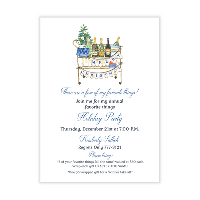 Holiday Bar Cart Party Invitation