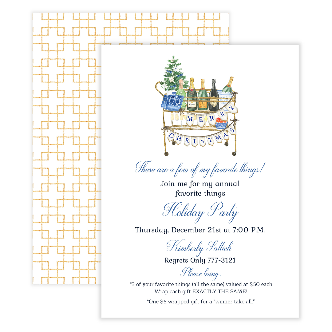 Holiday Bar Cart Party Invitation